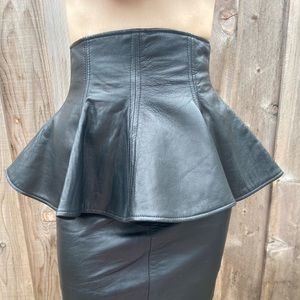 Black leather peplum piece